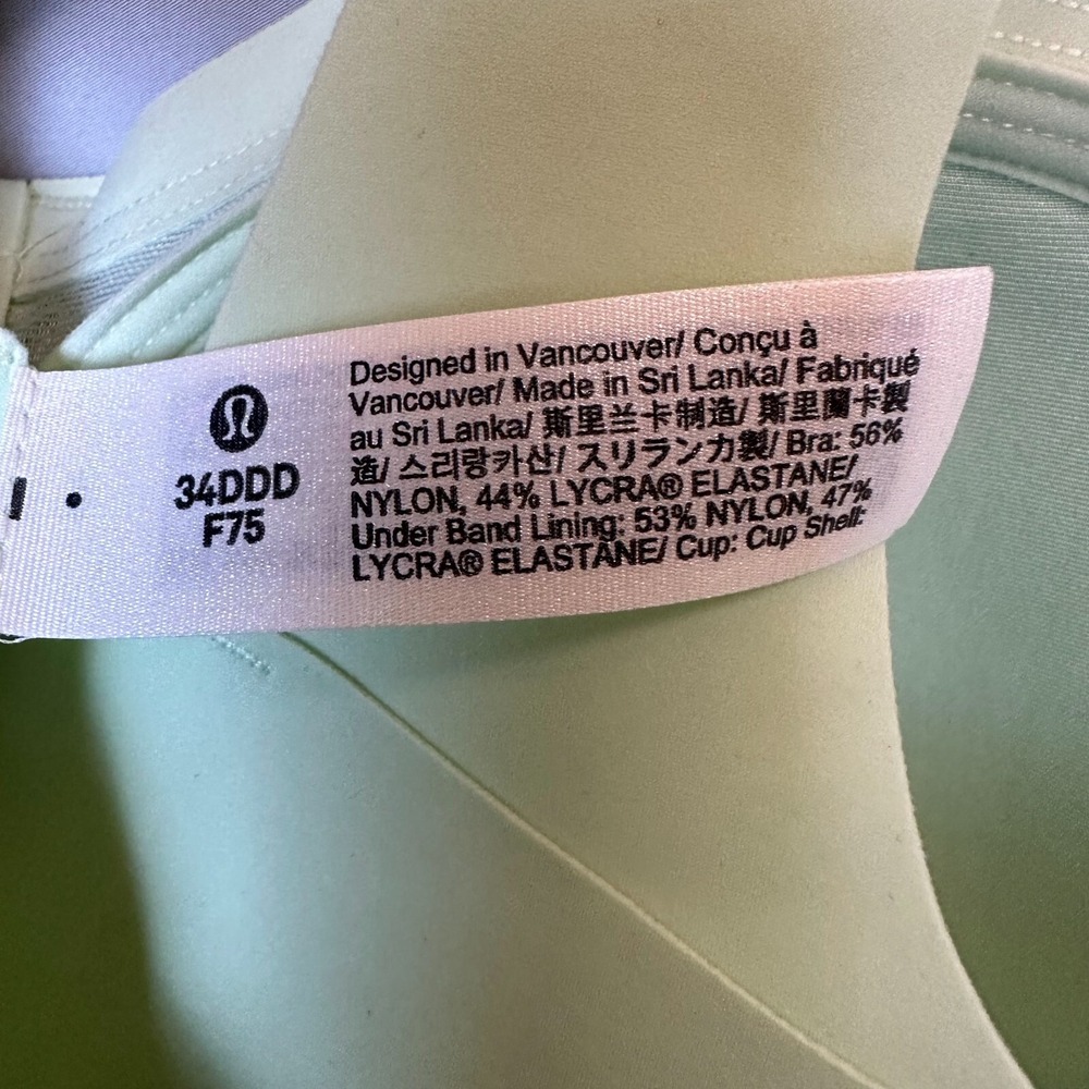 Lululemon Bra Womens 32C Green Sports Enlite Front Zip‎ High Support Running - Picture 12 of 13